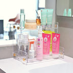 FFK Bathroom Organizer Countertop 2-Tier Storage：Bathroom Counter Organizer Acrylic Standing Holder Cosmetic Storage Perfume Shelf for Bathroom Bedroom Dressing Table1