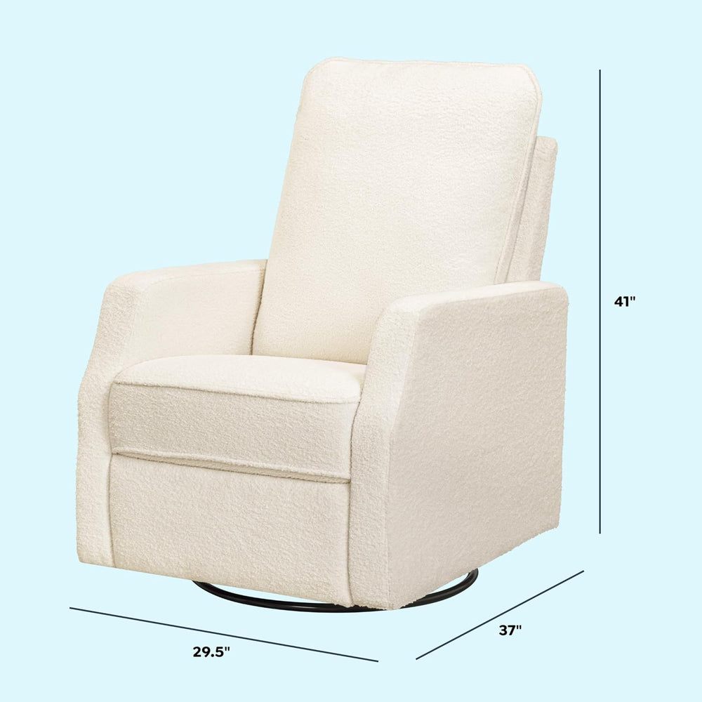 Davinci Lucas Pillowback Swivel Recliner in Cozy Cream Boucle, Greenguard Gol...