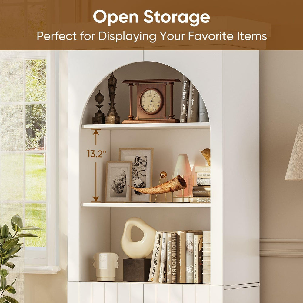 71" Arched Kitchen Modern Pantry Storage Cabinet, Tall Display Cabinet f...