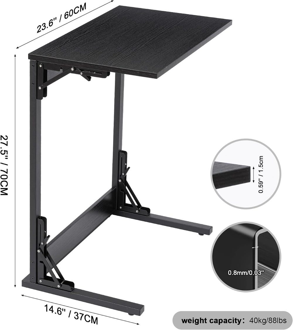 HOMPUS C Shaped End Table, 23.6'' Small TV Tray Side Table for Couch,...