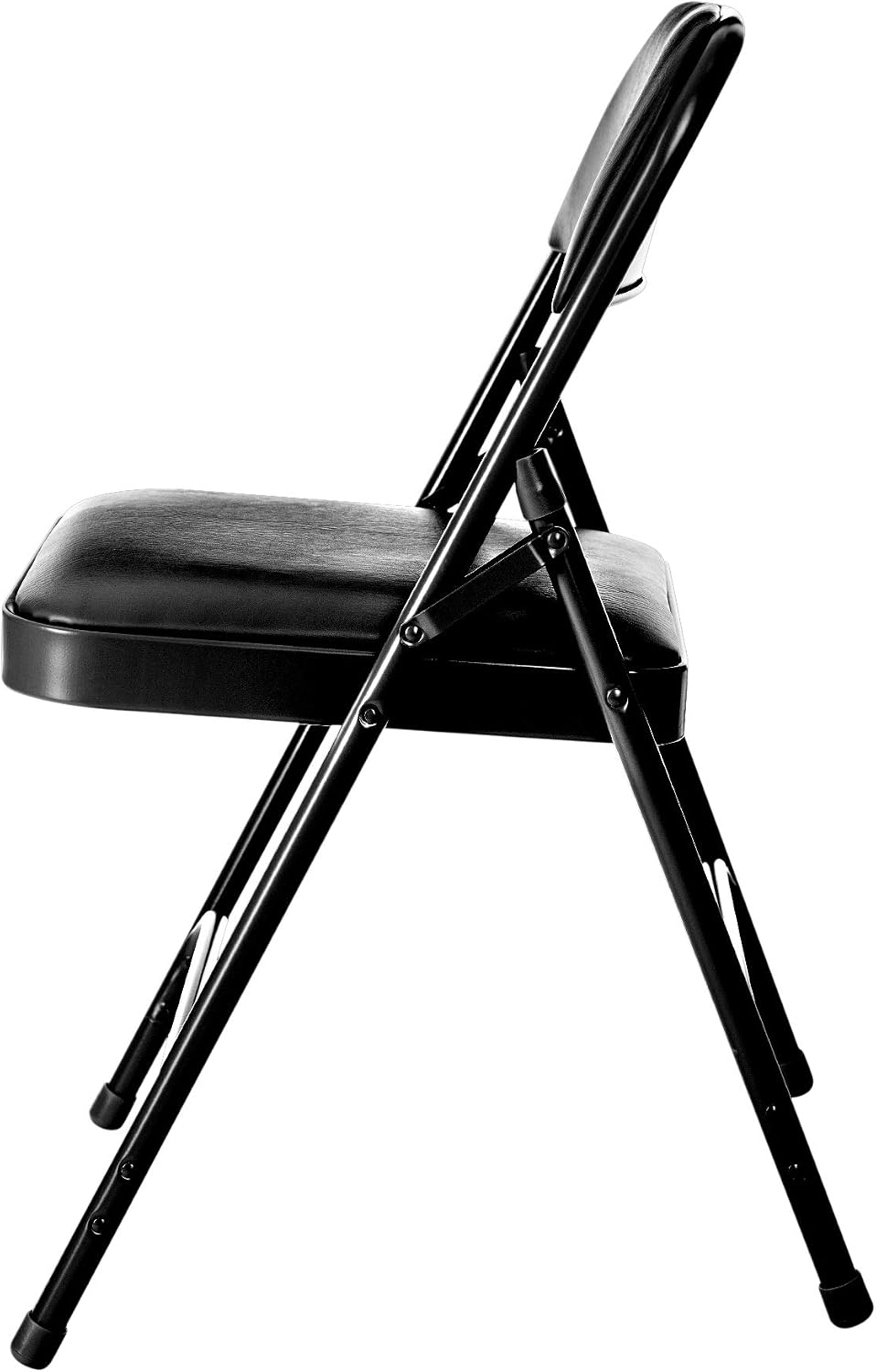 OEF Furnishings OEF1210 Vinyl Cushioned Folding Chairs with Steel Frame, Blac...