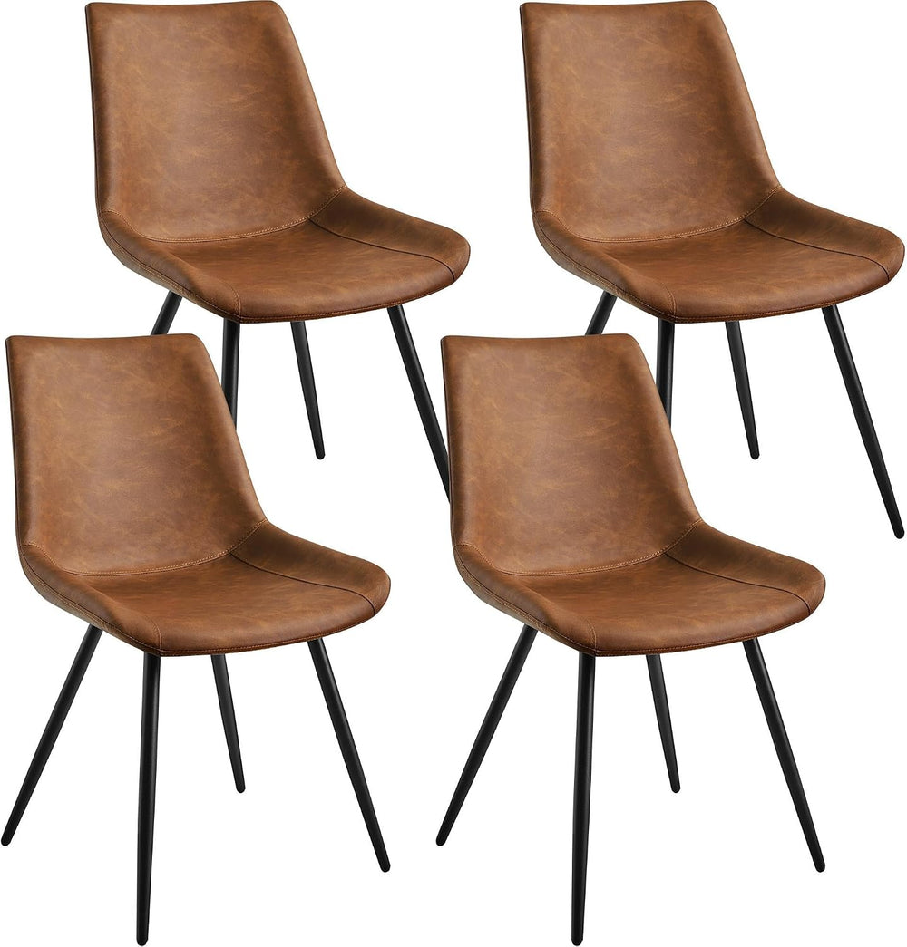 Yaheetech Dining Chairs Set of 4 Mid Century Modern Kitchen Chairs Brown