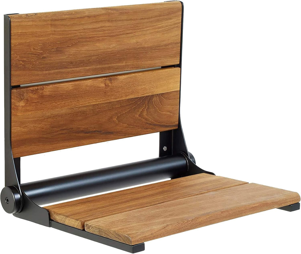 Teak Shower Seat - Type 304 Stainless Steel/Contoured 1" Natural Wood Sl...