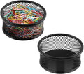 Paper Clip Holder With 50PCS Colored paper clips, 2/4PCS Stackable PaperClip Organizer for Desk,Metal Mesh PaperClip Holders with Non-Slip EVA Pad,for Office Binder Box(2pcs)