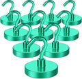 MIKEDE Magnetic Hooks Heavy Duty, 170LB Strong Magnet with Hook for Fridge, Super Neodymium Extra Strength Industrial Hooks for Toolbox, Cruise, Grill(Green,10 Pack)