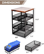 Tea Bag Organizer with 5 Drawers, Wooden & Metal Tea Storage Organizer for TeaBags, Coffee Pods, Creamers & Sugar – Countertop Tea Bag Holder for Coffee Bar and Kitchen, Space-Saving Tea Storage Rack