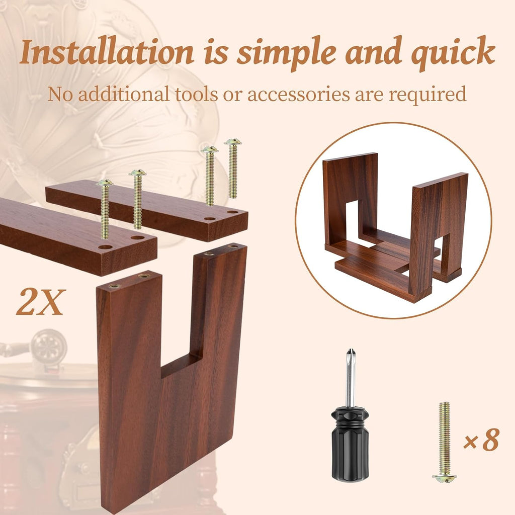 Vinyl Record Holder, A Retractable Vinyl Holder that Can Keep Records Stored Upright. Crafted from Walnut Wood,Record Holder Can Hold Up to 70 Records and is Suitable for Record Display (walnut wood)