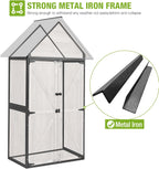 GUTINNEEN Sheds Outdoor Storage Wooden Garden Tool Shed with Metal Frame Sloped Roof and Adjustable 3 Tiers Shelves Outdoor Storage Cabinet for Backyard Garden Patio Lawn 67.1"(Dark Brown)
