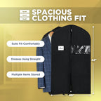 Garment Bags for Hanging Clothes 3-Pack - Travel Suit Closet Covers for Men and Women - Long Dress, Mens Jackets, Coats, Shirts, Dance Clothing Protector - Zipper Hanger Wardrobe Dust Cover (42 Inch)