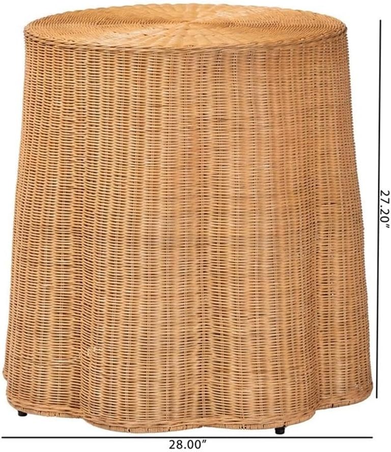 bali & pari Palm Bohemian Honey Scallop Rattan End Table