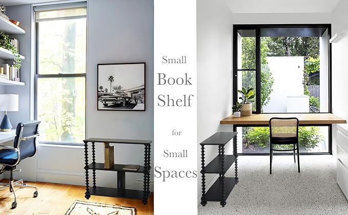 Book Shelf Black Bookcase - 3 Tier Bookshelf 31 Inches Wide - Book Shelves for Office Home Office Organization - 3 Shelf Bookshelf Printer Table - 3 Tier Shelf Living Room Storage Organizer