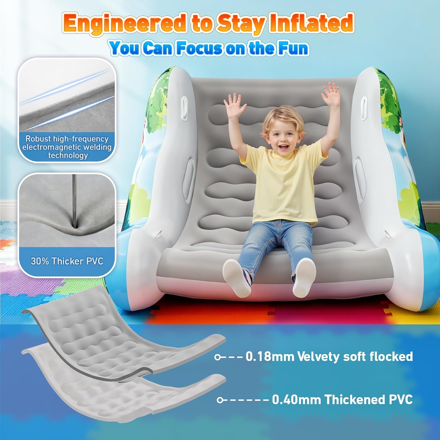 Sensory Chair for Kids, Inflatable Rocking Chair for Kids with Autism & ADHD, Air Cloud Rocker for Toddler as 3 4 5 6 7 8 Year Old Boy Girl Gifts, Autism Sensory Products Training Body Coordination