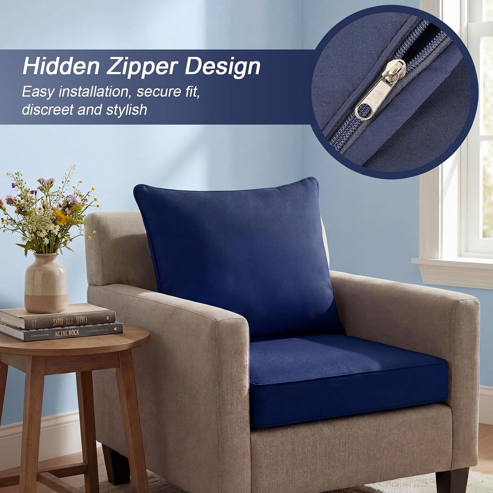 Tingjoo 4 Set 24x24x4 Inch Outdoor Seat Cushion Cover, Navy