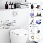 LANC Double Roll Tissue Holder with Shelf, Brushed Nickel Commercial Toilet Paper Dispenser with Phone Shelf for Bathroom Wall Mounted or 3M Self-Adhesive Stainless Steel, A8377BN