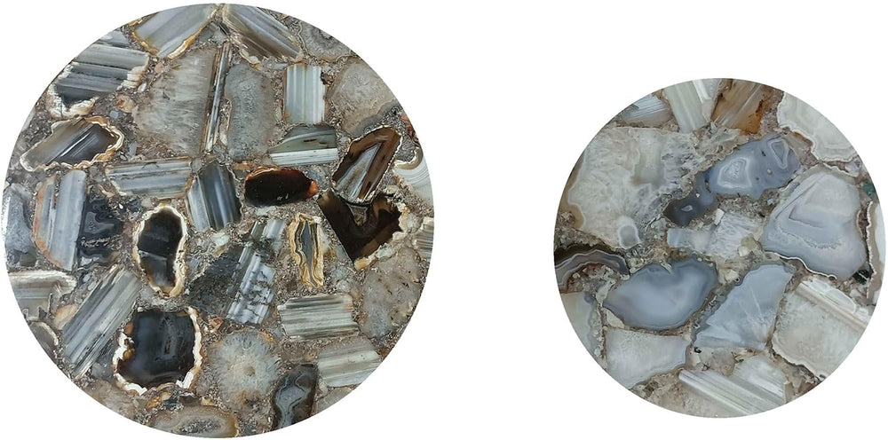 East at Main Agate Stone Cocktail and Martini Tables Set of 2 – Handcrafted A...