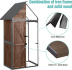 Sheds Outdoor Storage,Garden Shed with Metal Frame Structure and Adjustable Shelves,Large Capacity Storage Tool Cabinet Box for Backyard Garden Patio Lawn (Dark Brown)