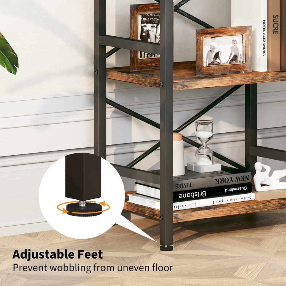 Homeiju Bookshelf, 3 Tier Industrial Bookcase, Metal Small Bookcase, Rustic E...