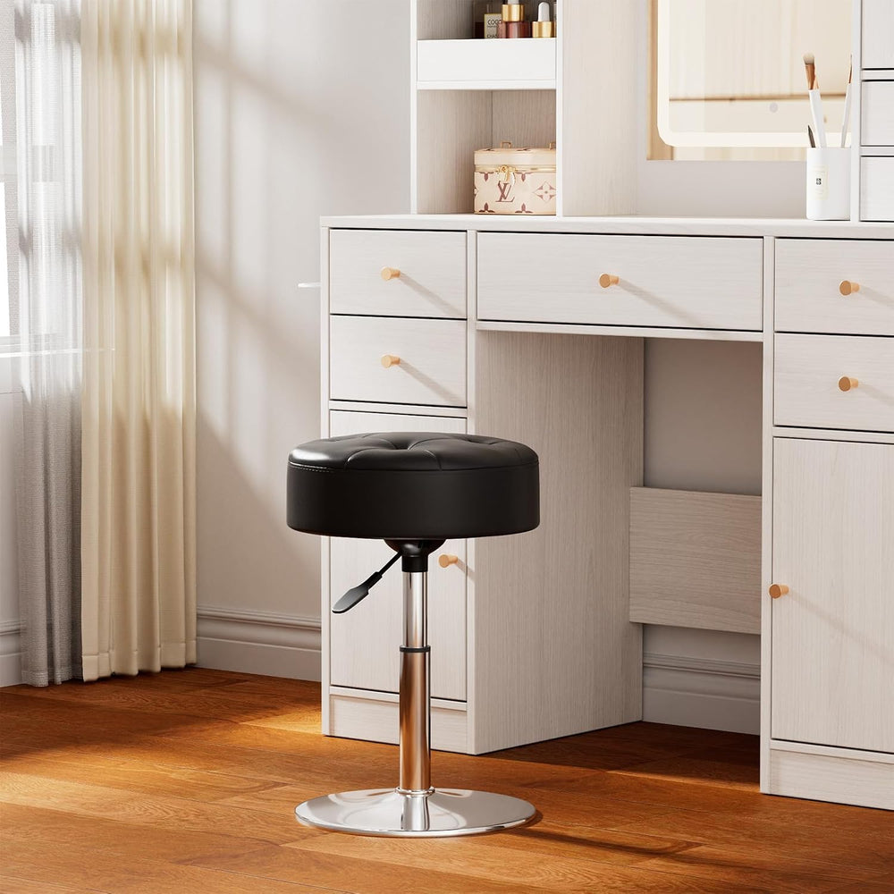Youtanic Vanity Stool with Adjustable Height, 360°Swivel Ottoman Chair for Ad...