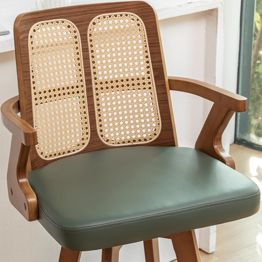 Swivel Counter Stools with Arms, Kitchen Island Stools with Rattan Back | Wal...
