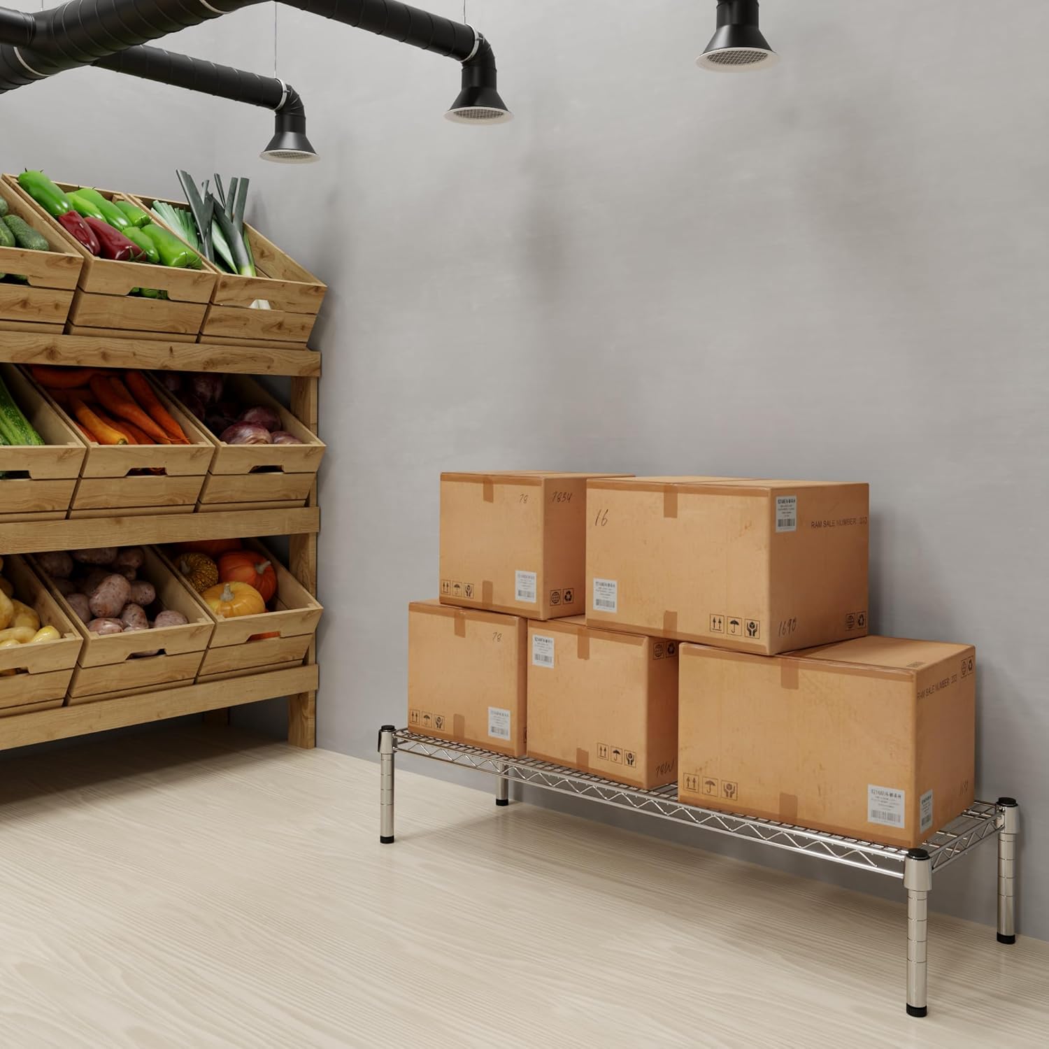 14" Deep x 42" Wide x 8" Height 1-Tier Wire Shelving Kit | NSF Commercial Storage Rack Unit