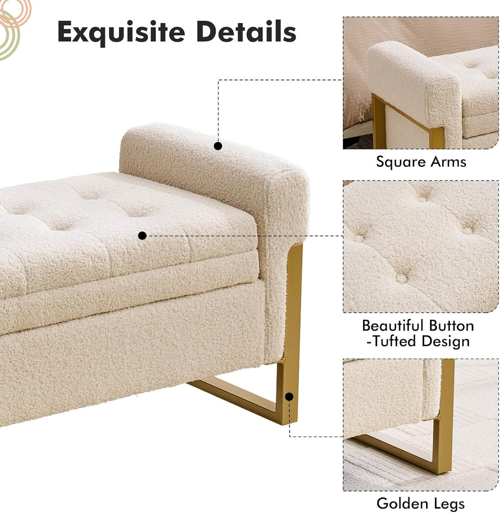 67" End of Bed Storage Bench King Size, Bench for Bedroom Foot of Bed, U...