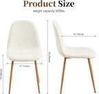 Dining Chairs Set of 4 - Modern Seating with Metal Legs for Living, Bedroom,Dining Room - White Teddy Fleece Chairs for Dining Room, Chair Set for 4