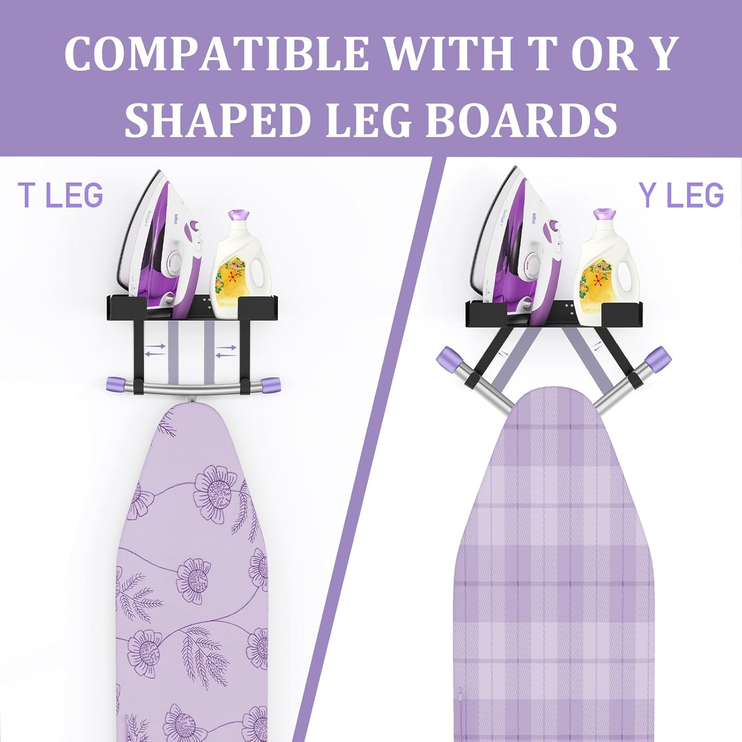 JUYSON Ironing Board Holder Wall Mount for T&Y Leg Ironing Board Hanger, Iron Holder Wall Mounted for Laundry Room