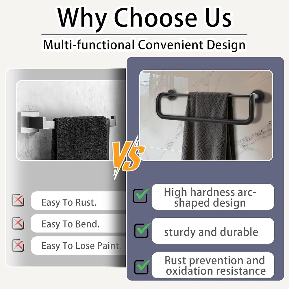 Double Towel Bar, 16 Inch, Matte Black