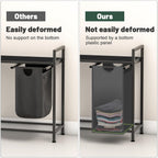 Laundry Hamper, Laundry Sorter with 3 Pull-Out Removable Oxford Fabric Bags Cloth Laundry Basket 3 x 10 Gallons (Grey and Charcoal Black)