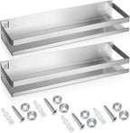 Lallisa 2 Pieces Stainless Steel Shelf Bathroom Shower Floating Shelves Wall Mounted Shower Caddy Basket Shelf Storage Organizer Shelves for Bathroom, Kitchen, Living Room (Silver,11.81 Inch/ 30 cm)