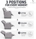 Naomi Home Suri Kids Recliner Chair: 150 Lbs Capacity & Solid Hardwood Frame for Ultimate Durability. Built to Grow Toddler & Children Sofa with Cup Holder, Footrest & 3 Recline Positions - Gray