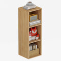 Book Shelf, Wooden Cube Storage Organizer with 11" Open Cubes, Stackable Modular Bookcase for Room Divider Storage, 3 Tier Bookshelf for Living Room, Bedroom, Office (Oak, 3-Cube)
