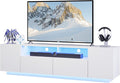 WLIVE LED TV Stand with Large Storage Cabinet, Modern Entertainment Center for 55/60/65/70/75 Inch TVs, Sturdy TV Console for Living Room, Bedroom,Rec Room(White)
