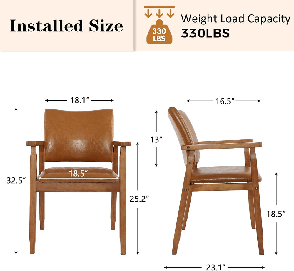 NOBPEINT Mid-Century Modern Dining Chairs with Armrest Set of 1, PU Leather U...