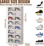 Shoe Box Foldable Storage Box Installation-free Clear Plastic Stackable Shoe Storage Cabinet Shoe Organizer Shoe Container Box with Lids Large Size Shoe Rack (8 Tiers 16 Pairs)