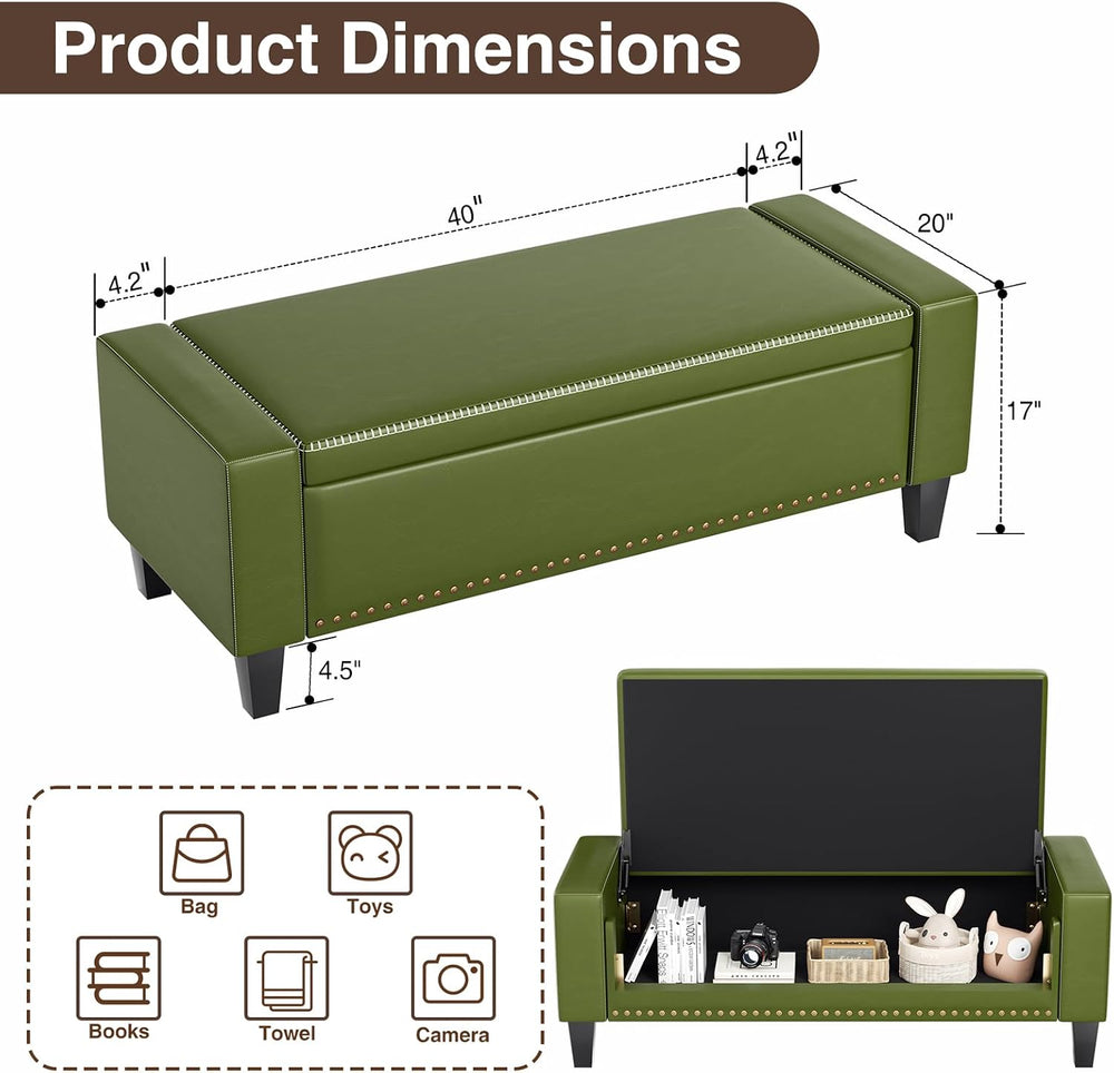 AKMAKM 49''W Storage Ottoman Bench, 30 Gallons End of Bed Bench, Faux...