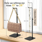 Purse Holder, Adjustable Purse Display Stand , Black Handbag Display Stand, Hanger Rack for Bags, Suitable for Desktops, Wardrobes and Commercial Storeshook Stand