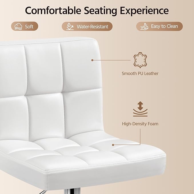 Yaheetech Single Bar Stool, PU Leather Adjustable Swivel Barstools, Armless H...