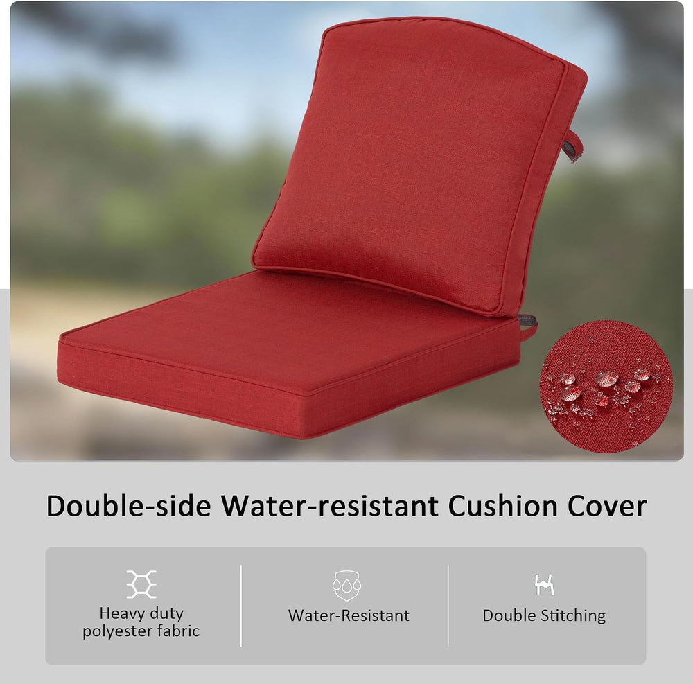 Outdoor Deep Seat Cushion, 20x21.5 Inch, Chili Red, Set of 1