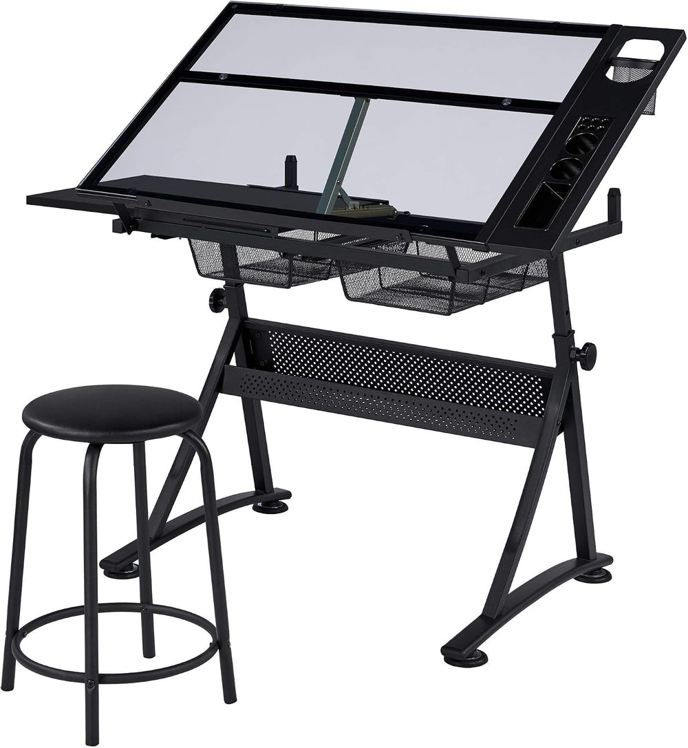 Topeakmart Height Adjustable Drafting Desk Artist Drawing Table Tilted Tablet...