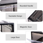 Attelite 8 Pack Shoe Boxes Clear Plastic Stackable, Upgrade Large Shoe Storage Organizer Containers with Magnetic Door for Display Sneaker, Easy Assembly