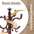 Solid Wooden Coat Rack Stand, Coat Racks Freestanding with 14 Hooks, Natural Birch Wood Coat stands with Sturdy Round Base, tree Coat Hanger Standing for Entryway Bedroom Office (Redwood disc)