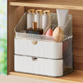 Medicine Cabinet Organizer 3 Tier, Stackable Bathroom Mirror Cabinet Storage，Small Makeup Organizers with 2 Drawer and 1 Tray for Wall Cabinet， Closet， Vanity, Countertop, Clear White