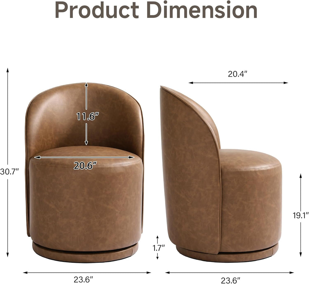 Swivel Barrel Dining Chairs, Faux Leather Upholstered Round Dining Chairs, 36...