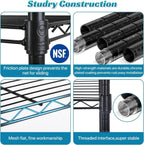 6 Tier Metal Shelving 6000Lbs Capacity Storage Shelves Heavy Duty Shelving Unit NSF Certified with Wheels and Adjustable Feets Commercial Grade Utility Shelf, 48"x 18"x 76" Wire Rack, Black