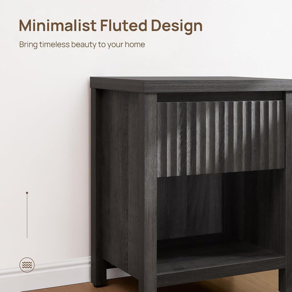 SICOTAS Fluted Night Stand Set of 2, Modern Nightstands with Drawer | Farmhou...