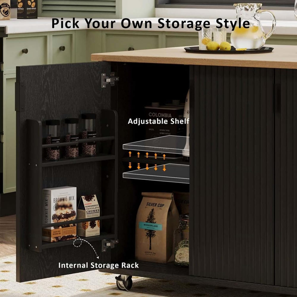 Kitchen Island with Storage with Drop Leaf with Storage and Dining Table, Kit...