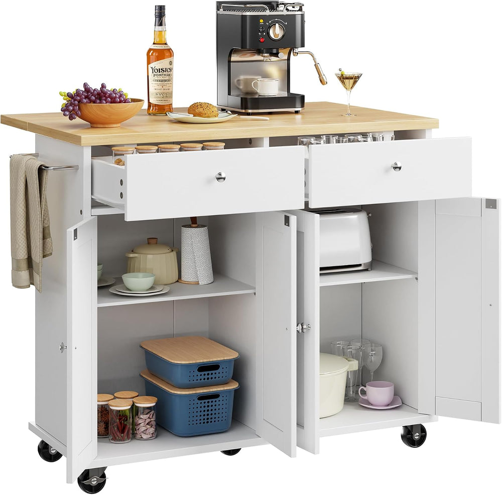 Shintenchi Kitchen Island w/Dropleaf Rolling Kitchen Table w/Seating