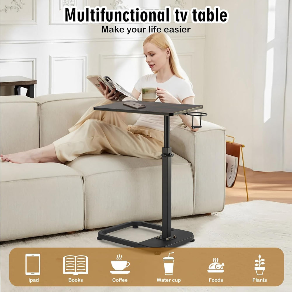facka Adjustable C-Shaped TV Tray Table 18-32 Inch Height Couch Table | 15.8 ...