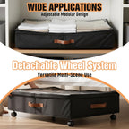 AVOKIHI Under Bed Storage Containers with Wheels 2-Pack, 60L Large Underbed Organizer Box for Clothes, Blankets & Shoes, 9.5 Inch Adjustable Height Under the Bed Storage Bin with Clear Top (Black)